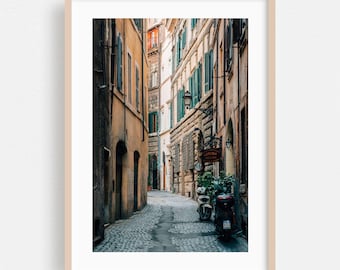 Romtryck, Lazio-väggkonst, Italiens inramade konst, Arkitekturheminredning, Gatufotografiposter, Vintagekonst, Stad, Rustik