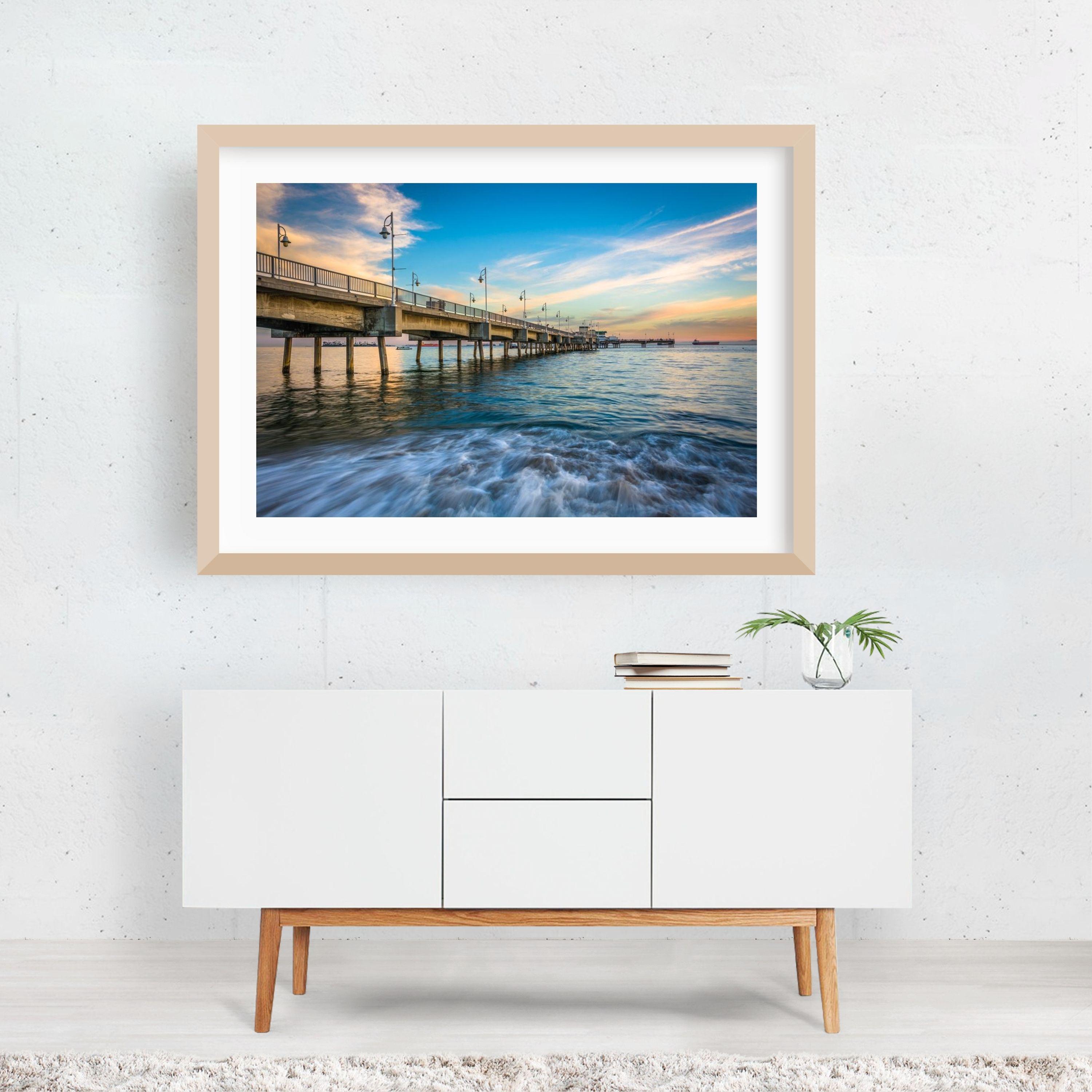 Long Beach Print, California Wall Art, Ocean Framed Art, Sunset