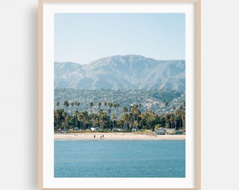 Santa Barbara Print, California Wall Art, Landscape Framed Art, Beach Home Decor, Mountain Poster, Palm Tree Fine Art, Coastal, Ocean