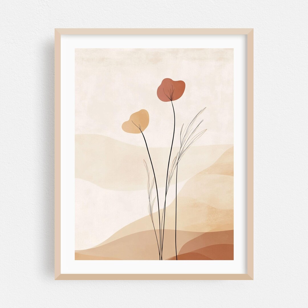 Minimalist Print, Boho Wall Art, Abstract Framed Art, Line Art Home ...