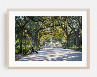 Savannah Print, Georgia Wall Art, Fountain Framed Art, Scenic Home Decor, Nature Poster, Landscape Fine Art, Architecture, Botanical