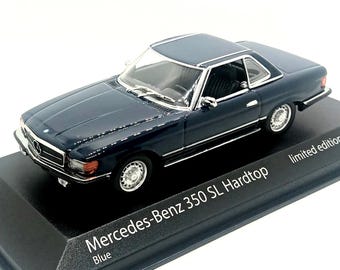 Mercedes 350 SL hardtop R107 - blue ( 1974 ) modelcar by Minichamps, scale 1/43