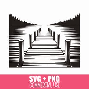 Lake Life Dock Silhouette SVG | Peaceful Cabin Lake Scene Cut File for Cricut & Silhouette | Summer Glowforge SVG for Rustic Crafts