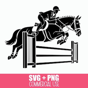 Horse Jumping SVG | English Riding PNG Clipart | Equestrian Horse Show Cut File | Horse and Rider Vector | Digital Download for Cricut
