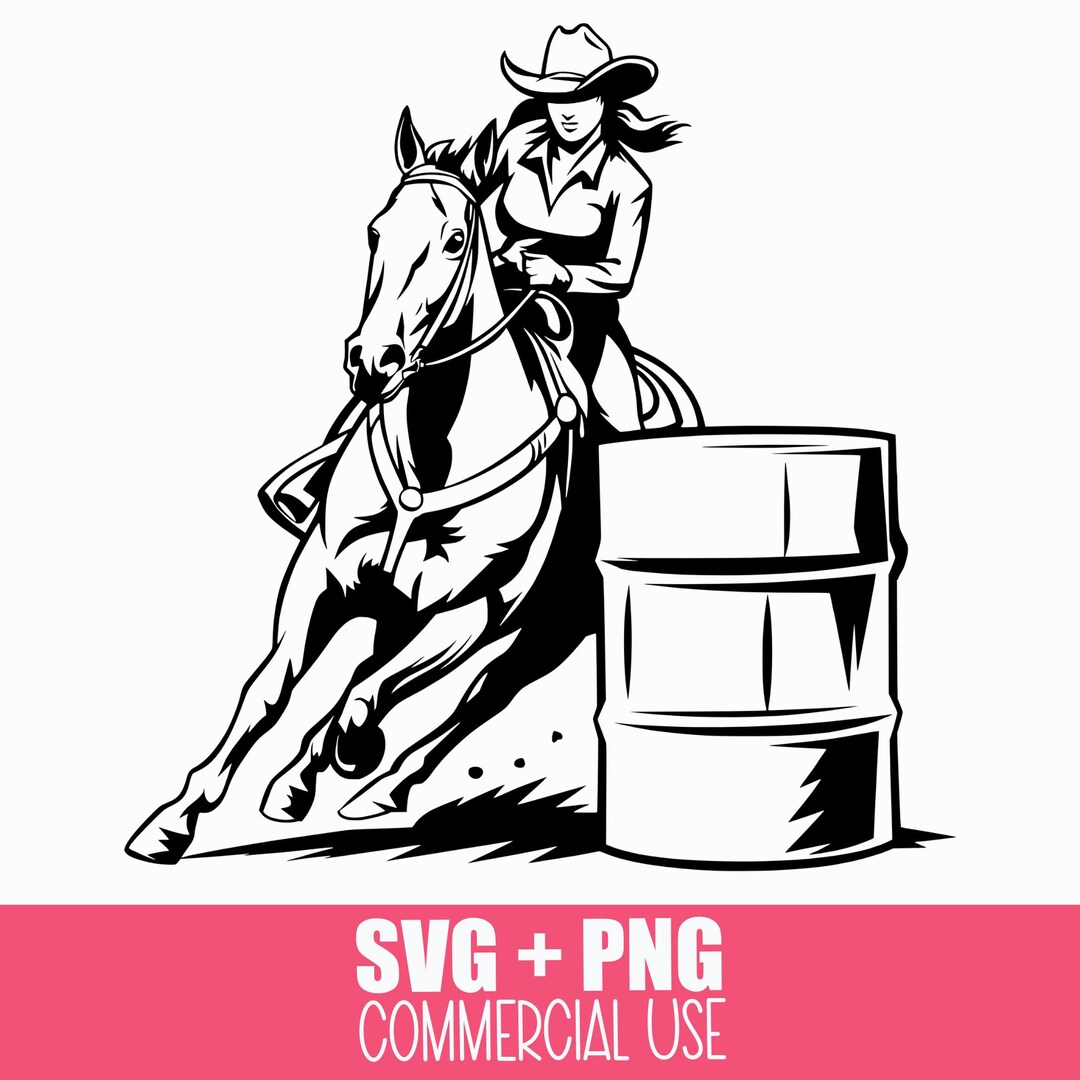 Barrel Racing SVG & PNG - Western Rodeo Cowgirl Barrel Racer Silhouette ...