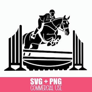 English Horse Jumping SVG | Equestrian Rider Clipart | Horse Show Cut File | Horse and Rider PNG for Cricut | Digital Design Download