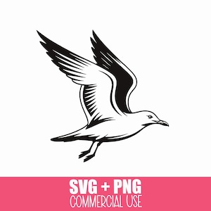 Flying Seagull SVG, Ocean Coastal Bird Cut File for Cricut, Silhouette, and Glowforge Crafts