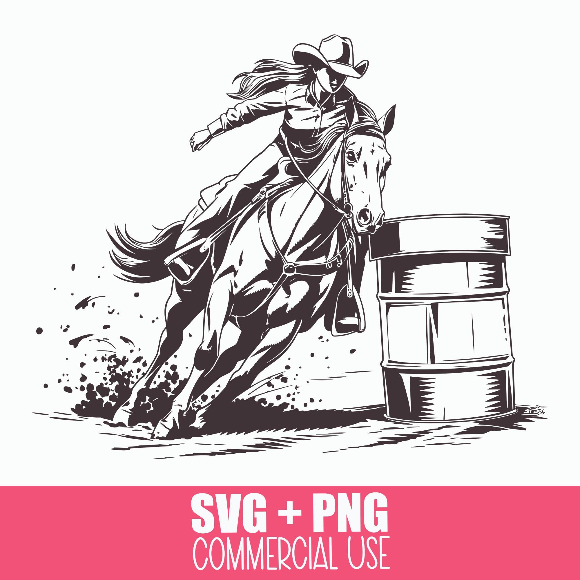Barrel Racing SVG & PNG - Western Rodeo Cowgirl Barrel Racer Silhouette ...