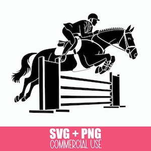 Jumping Horse SVG: Equestrian Clipart, English Rider PNG (Digital Design Cut File)