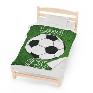 Personalized Soccer Blanket For Kids, Custom Name Sports Blanket, Soccer Bedding, Kids Soccer Room Decor, Gift For Soccer Fans