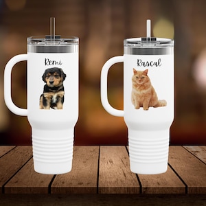 Custom Pet 40 oz Tumbler, Personalized Pet Cup, Dog Tumbler, Cat Tumbler, Pet Lover Gift, Pet Portrait Cup
