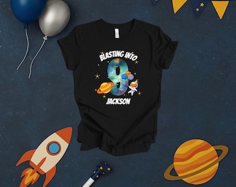 Kids Space Birthday Shirt, Personalized, Space Theme Party Tee, Space Birthday Gift, Astronaut Shirt, Custom Kids Tee