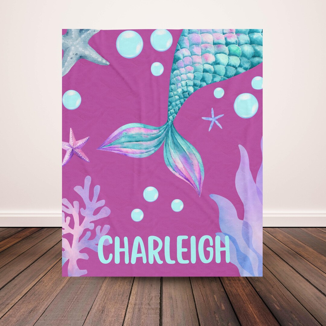 Personalized Mermaid Blanket, Custom Name Kids Blanket, Under the Sea ...