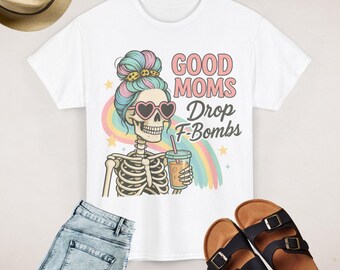 Chemise bombes F pour bonne maman, t-shirt arc-en-ciel squelette maman drôle, sweat à capuche col rond maman sarcastique, cadeau maman drôle Gildan