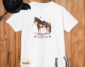 Personalized Horse Shirt, Custom Kids Horse Hoodie, Equestrian Gift for Girls, Pony Lover Sweatshirt, Youth & Toddler Apparel