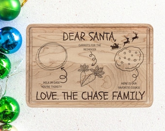 Personalized Santa Cookie Tray, Custom Engraved Christmas Board, Cookies for Santa Plate, Holiday Family Gift, Kids Christmas Eve Board