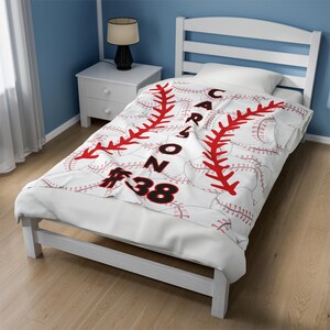 Personalized Baseball Blanket, Kids Sports Bedding, Custom Kids Room Decor, Baseball Gift, Soft Throw Blanket