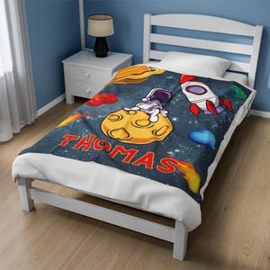 Weltraum-Thema-Decke für Kinder, personalisierte Kinderdecke, kundenspezifische Weltraum-Decke, Galaxie-Bettwäsche, Kinderschlafzimmerdekor