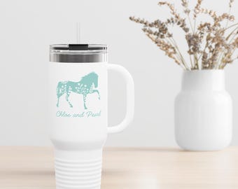Personalized Tumbler with Horse and Rider's Name, Custom Horse Gift, Equestrian Tumbler, Unique Horse Gift