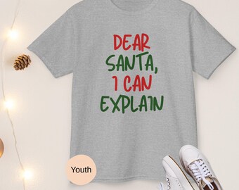 Dear Santa I Can Explain Kids Christmas Shirt, Funny Toddler Holiday Tee, Youth Christmas Hoodie, Baby Holiday Shirt