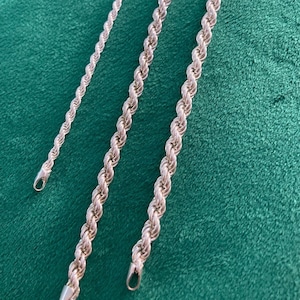 925 Sterling Silver Rope Chain Necklace, 15.5&quot;-25.5&quot; Necklace, Chain for Pendant and Necklace, Silver Chain Jewelry, Twisted Necklace