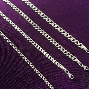 Sterling Silver Curb Chain Necklace & Bracelet, Cuban Link Necklace, Dainty Silver Necklace, Women and Mens Jewelry, Christmas Gifts