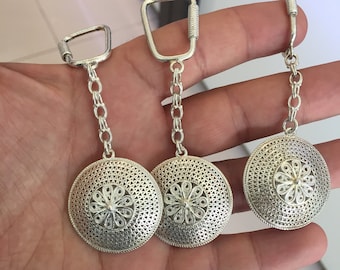 Personalized Sterling Silver Keychain, Customized Keychain, Silver Keychain, Name Keychain, Couple Keychain, Gift for Home,