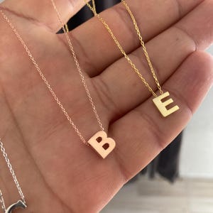 925 Sterling Silber Buchstabe Halskette, Gold Rose Halskette, Benutzerdefinierte Namen Halskette, personalisierter Schmuck, Halskette 42 cm