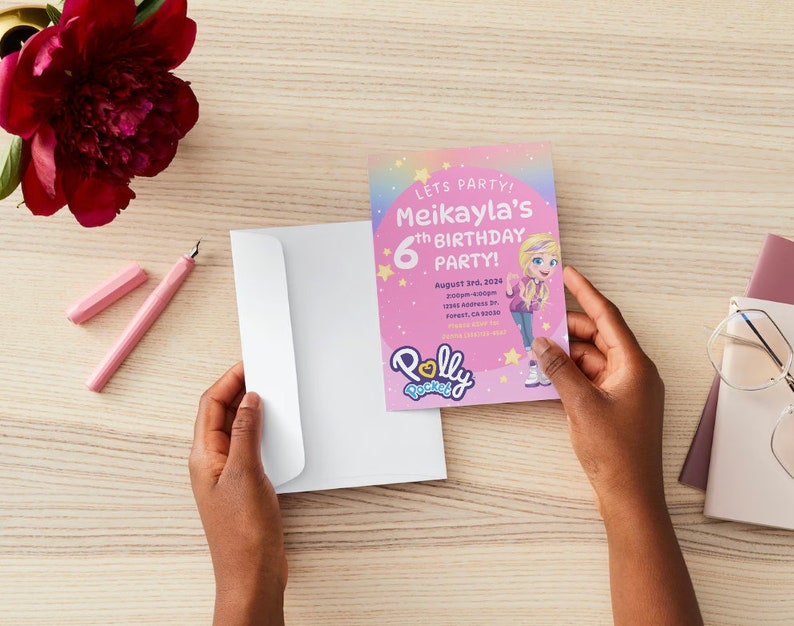 Polly Pocket Birthday Invitation, Evite, Digital Download, Polly Pocket