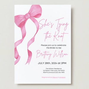 She&#39;s Tying The Knot Bridal Shower invitation, Bridal shower template, Bridal Shower Invitation, Editable Template, E-vite