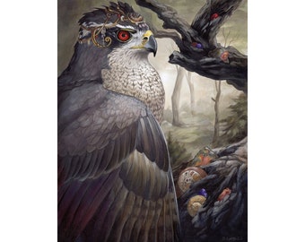 Spiral - Fantasy Goshawk Bird Raptor Hawk Print