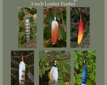 CUSTOM - 3-inch Leather Feather Pendant - Bird Feather Necklace