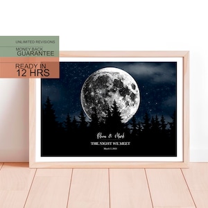 Impression personnalisée des phases de lune, cadeau d'anniversaire personnalisé, à imprimer le jour de votre naissance, art mural lunaire personnalisé, souvenir d'une date spéciale