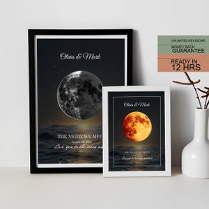Custom moon phase print, Personalized Birthday gift, Printable the day you were born, Personalized moon wall art, Special date remembrance