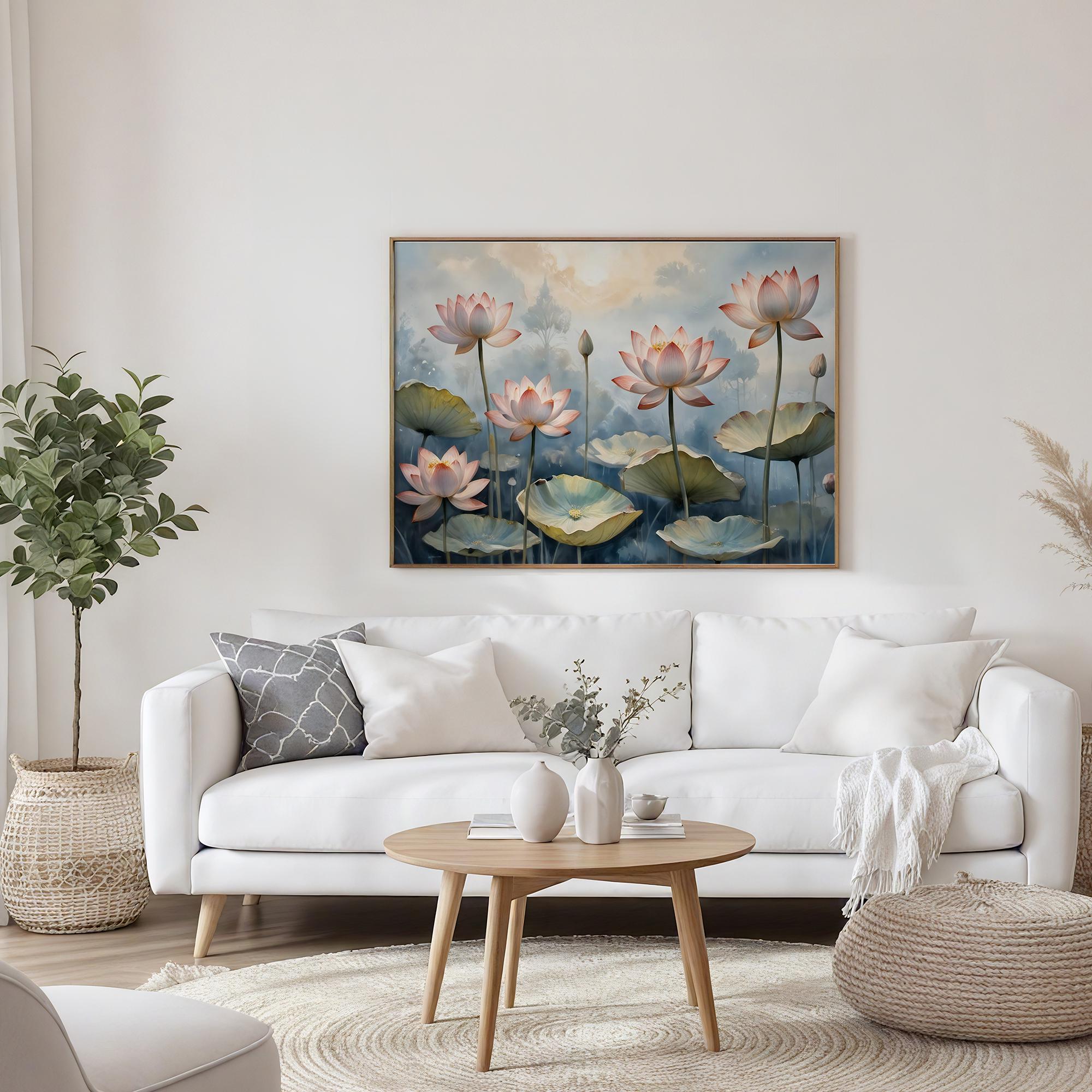 Vintage Lotus Flower Art Print: Pastel Botanical Wall Decor (PDF Files ...