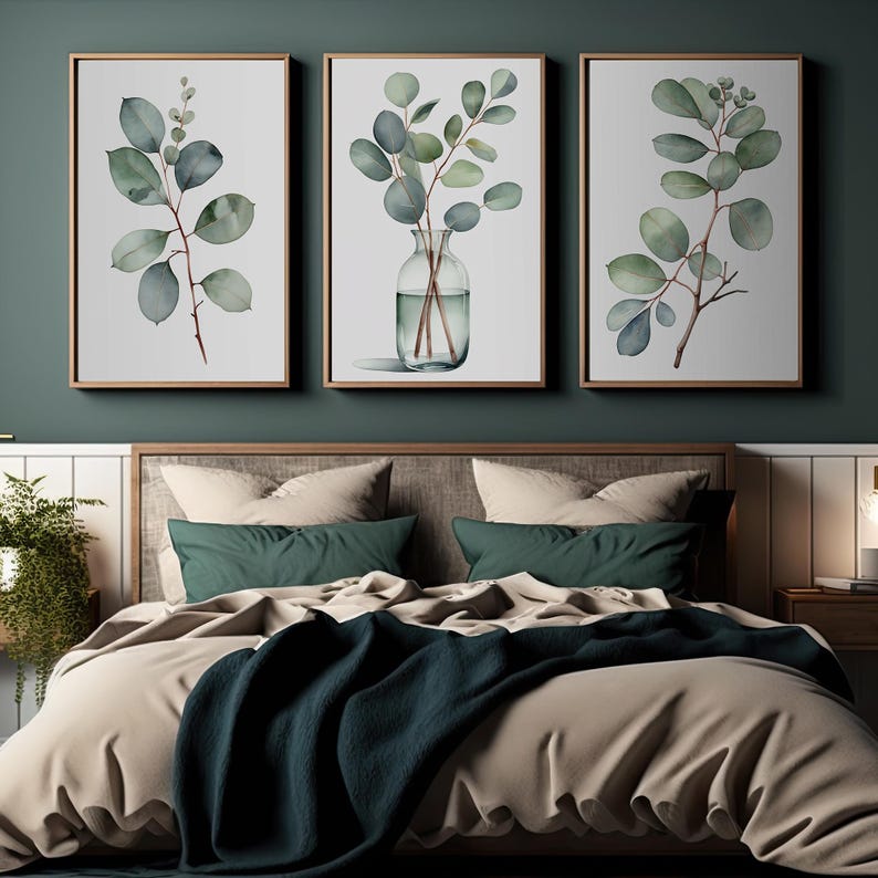 Sage Green Eucalyptus Wall Art Set of 3 - INSTANT DOWNLOAD - Minimalist ...