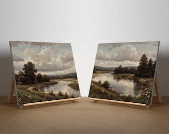 Rustic Landscape Art Set: Vintage Oil Painting Style (Digital Download)