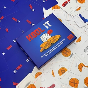 Hodl It: el juego de cartas frenético original basado en la criptomanía. Divertido juego de fiesta. Intercambia para ganar. Juego de mesa de cartas.