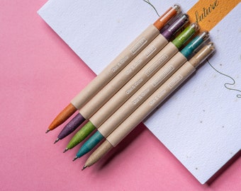 Caneta com sementes plantáveis: Papel kraft reciclado, artigos de papelaria ecológicos (pacote com 5)