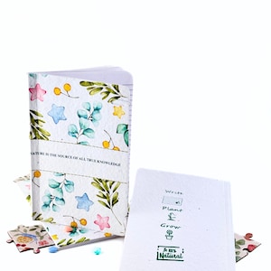 Diario piantabile fatto a mano A5 – Diario ecologico con copertina in carta riciclata – Design floreale, quaderno sostenibile e biodegradabile
