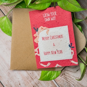 Cartes de voeux fabriquées à la main en papier de graines à planter - Carte de Noël et du nouvel an