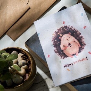 Cartes de voeux d'anniversaire amusantesJe paquet de 5 cartes de voeux d'anniversaire faites main en papier pour graines à planter
