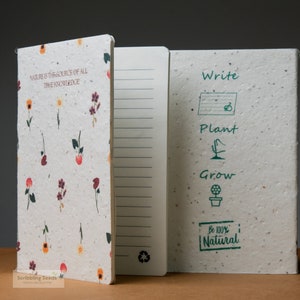 Plantable Seed Paper Handmade Eco-friendly Ruled Diary (VEGAN) 70 pages - A5 | with Plantable Kraft paper PenI Sustainable Stationery| Gift