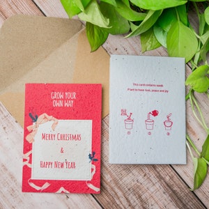 Pflanzbare Samenpapier handgefertigte Grußkarten - Weihnachts- und Neujahrskarte (5er-Pack)