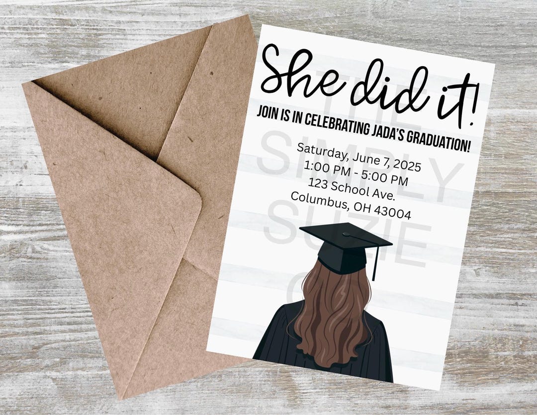 Editable Graduation Invitation Template: Classic Grad Party (digital ...