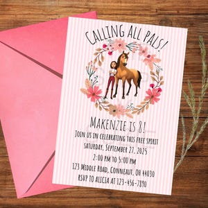 Spirit Riding Free Birthday Invitation: Editable Template (Digital Download)
