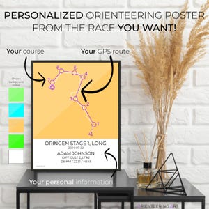 Gepersonaliseerde raceposter oriëntatielopen 40 x 50 cm | Aangepaste kaartkunst en uniek cadeau-idee voor liefhebbers van oriëntatielopen