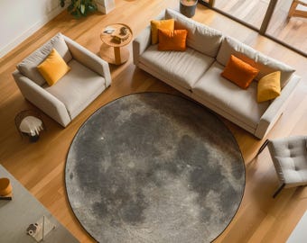 Moon Surface Round Rug, Lunar Themed Home Decor, Realistic Moon Rug, Celestial Round Rug, Planet Rug, Space Decor