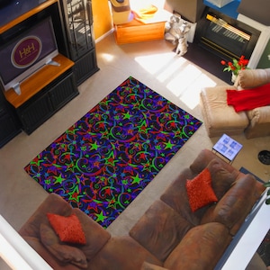 Arcade Stars Rug, Bowling Alley Carpet, Arcade Bar Carpet, Retro Game Rug, Arcade Bar Rug, Arcade Rug, 80s Rug, Retro Arcade, Game Room Rug