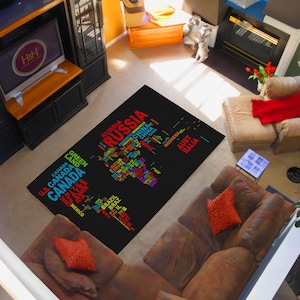 Weltkarte Teppich - Lernteppich für Kinderzimmer Spielzimmer, Büro Dekor